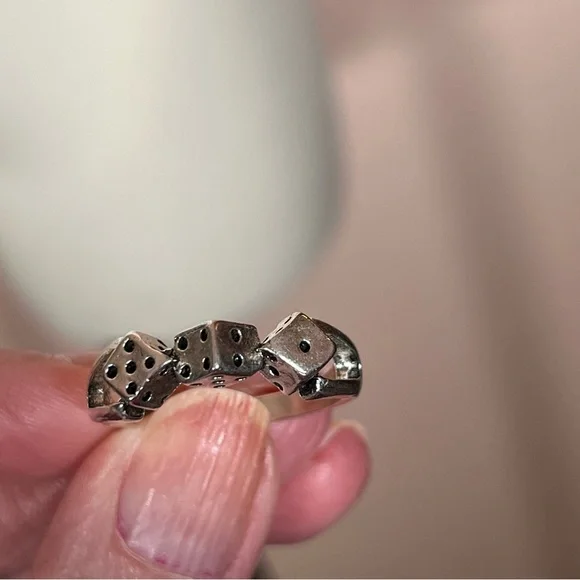 Vintage Retro Silver Dice Goth punk Disco Ring - Picture 12 of 16